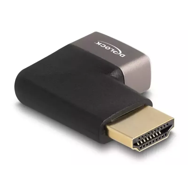 DeLOCK HDMI adapteris vyriškas į moterišką 90° dešinėn 8K 60 Hz pilkas metalinis