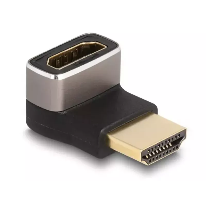 DeLOCK HDMI adapteris kištukas į lizdą 90° žemyn 8K 60 Hz pilkas metalinis
