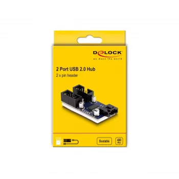 DeLOCK USB 2.0 vidinis šakotuvas, 2x 9 kontaktų jungtis, juoda/mėlyna