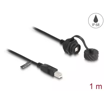 DeLOCK USB 2.0 ilginimo kabelis Type-B vyriškas į moterišką 1m IP68 atsparus vandeniui juodas