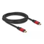 DeLOCK USB 2.0 laidas USB Type-C kištukas-kištukas PD 3.0 100 W 2 m raudonas metalinis