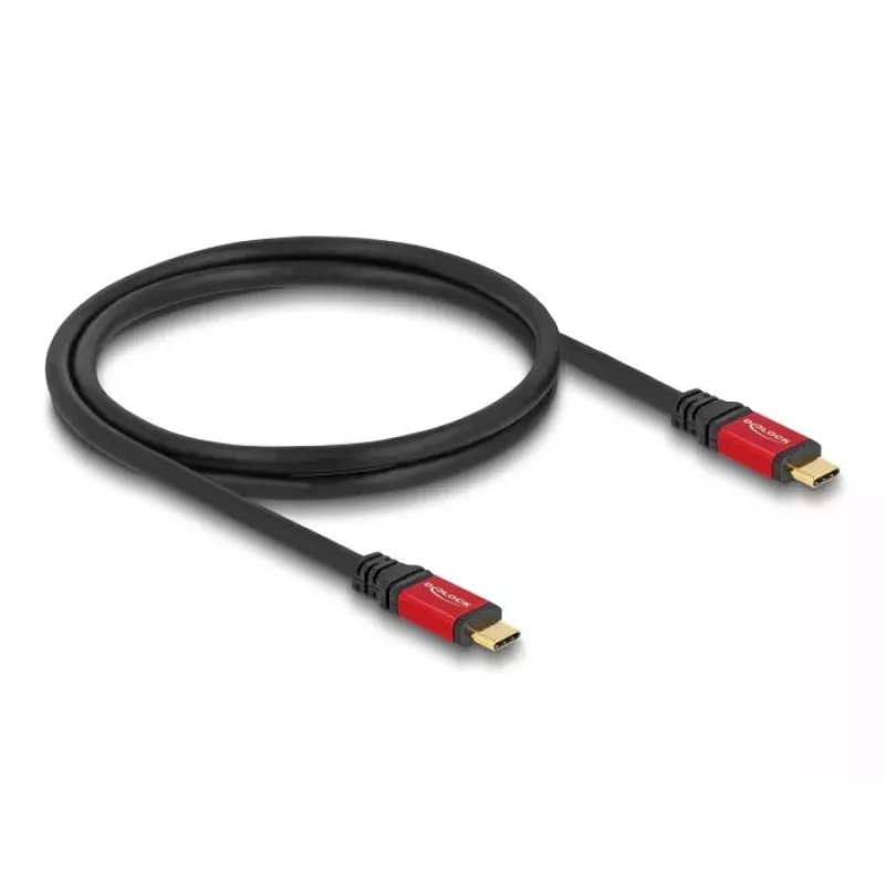 USB laidas DeLOCK 80050 Type-C (vyriškas) į Type-C (vyriškas) PD 3.1 240W 1m raudonas metalinis