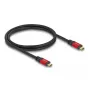 USB laidas DeLOCK 80050 Type-C (vyriškas) į Type-C (vyriškas) PD 3.1 240W 1m raudonas metalinis