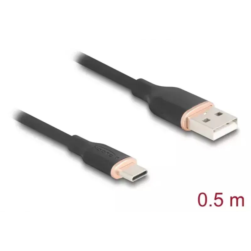 USB laidas DeLOCK 81225 0,5 m USB A USB C juodas