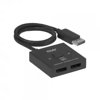 CLUB3D CSV-1009 dvipusis DisplayPort 2 į 1 jungiklis – 2x DisplayPort išėjimai, 8K@60Hz, juodas