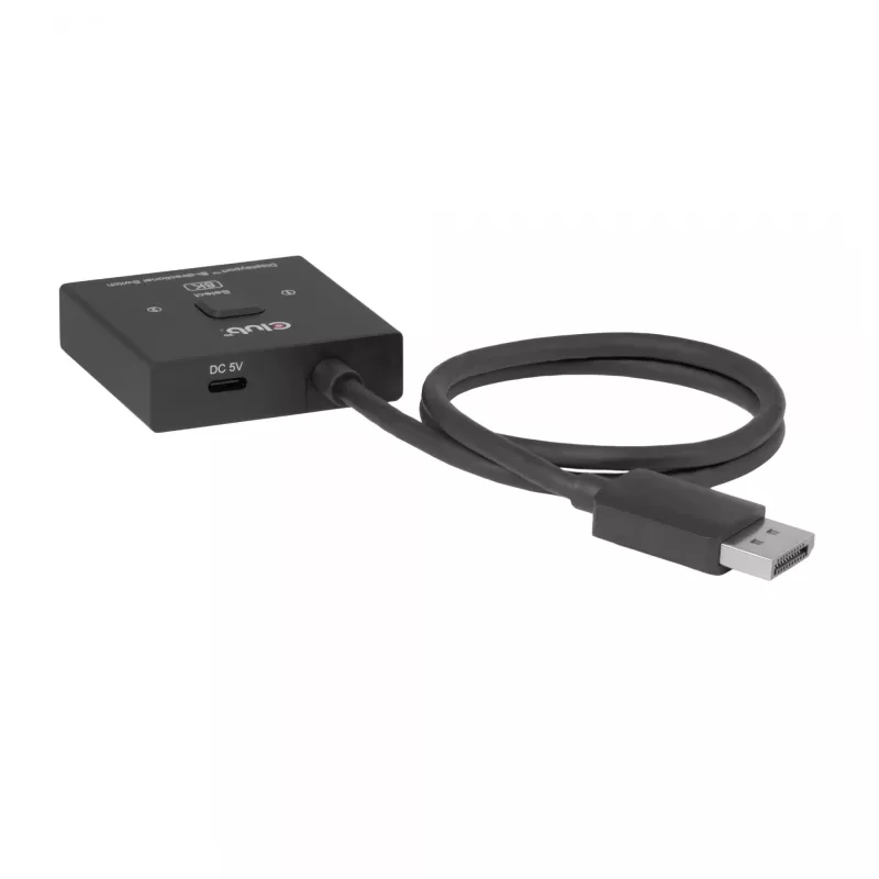 CLUB3D CSV-1009 dvipusis DisplayPort 2 į 1 jungiklis – 2x DisplayPort išėjimai, 8K@60Hz, juodas