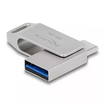 USB atmintukas DeLOCK 256 GB USB-C / Type-A metalinis korpusas