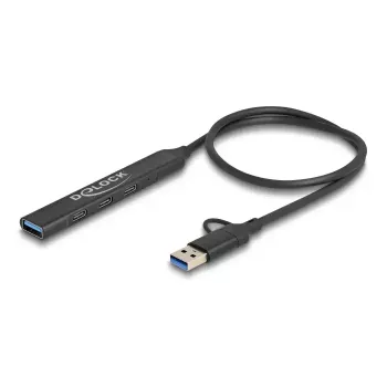 DeLOCK 4 prievadų plonas USB šakotuvas USB Type-C / USB Type-A 5 Gbps juodas