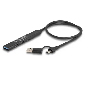DeLOCK 4 prievadų plonas USB šakotuvas USB Type-C / USB Type-A 5 Gbps juodas