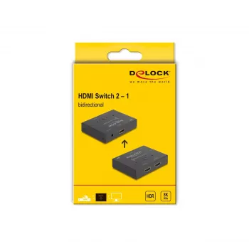 DeLOCK HDMI 2 - 1 jungiklis dvipusis 8K 60 Hz Metal Black