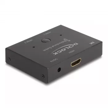DeLOCK HDMI 2 - 1 jungiklis dvipusis 8K 60 Hz Metal Black