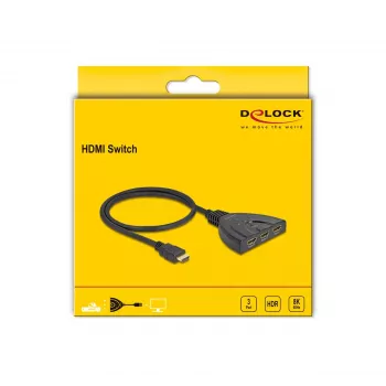 DeLOCK HDMI jungiklis 3 x HDMI įėjimas į 1 x HDMI išėjimą 8K 60 Hz