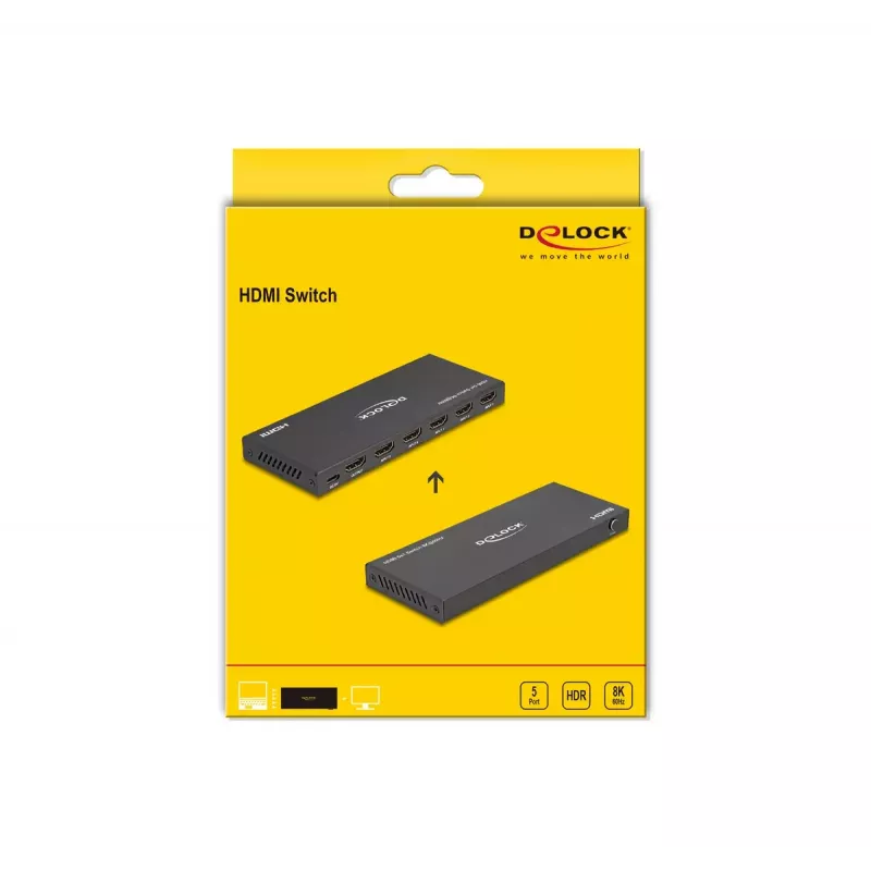 HDMI perjungiklis DeLOCK 5 x HDMI įėjimas į 1 x HDMI išėjimas, 8K 60 Hz