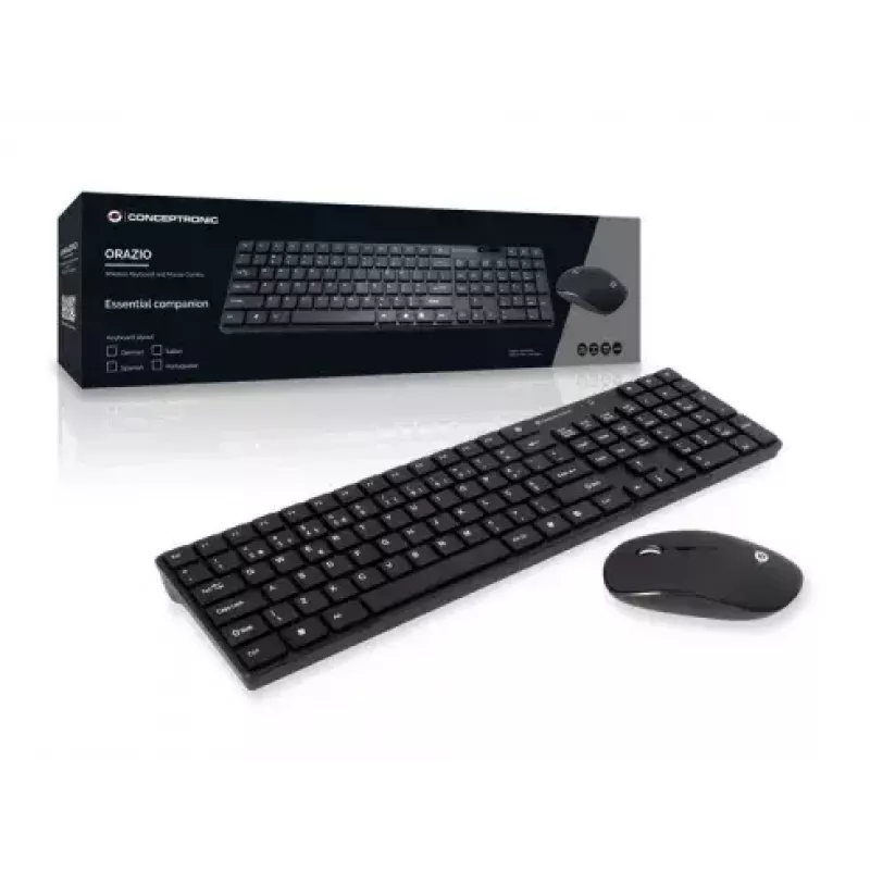 Conceptronic Orazio belaidė klaviatūra ir pelė RF Wireless QWERTY portugališka juoda