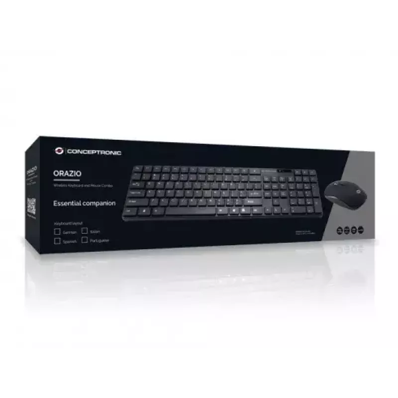 Conceptronic Orazio belaidė klaviatūra ir pelė RF Wireless QWERTY portugališka juoda