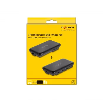 DeLOCK 64209 USB 3.2 Gen 2 Type-C centrinė stotelė 10 Gbit/s Juoda