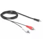 Garso kabelis DeLOCK 84277 10m 3.5mm 2 x RCA juodas