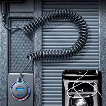 Automobilinis kroviklis Joyroom JR-CL07 3-in-1 60W su integruotu USB-C kabeliu 1,6 m, juodas