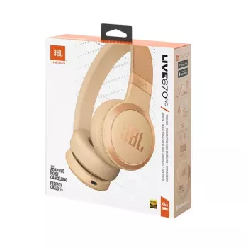 JBL Live 670NC belaidės ausinės ant galvos, skambučiams/muzikai, smėlio spalvos