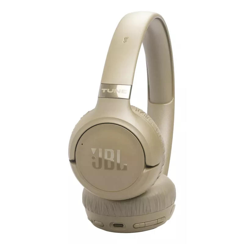 Ausinės JBL Tune 680NC, laidinės ir belaidės (Bluetooth, USB-C), antausinės, lankelis, smėlio spalvos, 20–20000 Hz, 161 g
