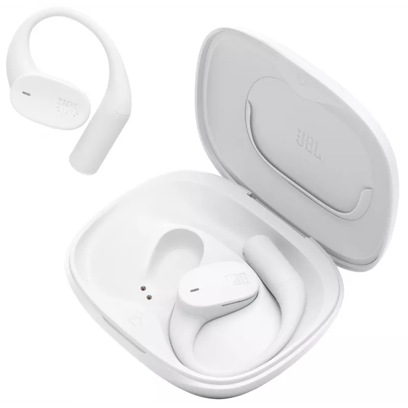 Ausinės JBL Sense Lite — belaidės Bluetooth ausų kilpa, intraauralinės, 20–20000 Hz, 83.5 g, baltos