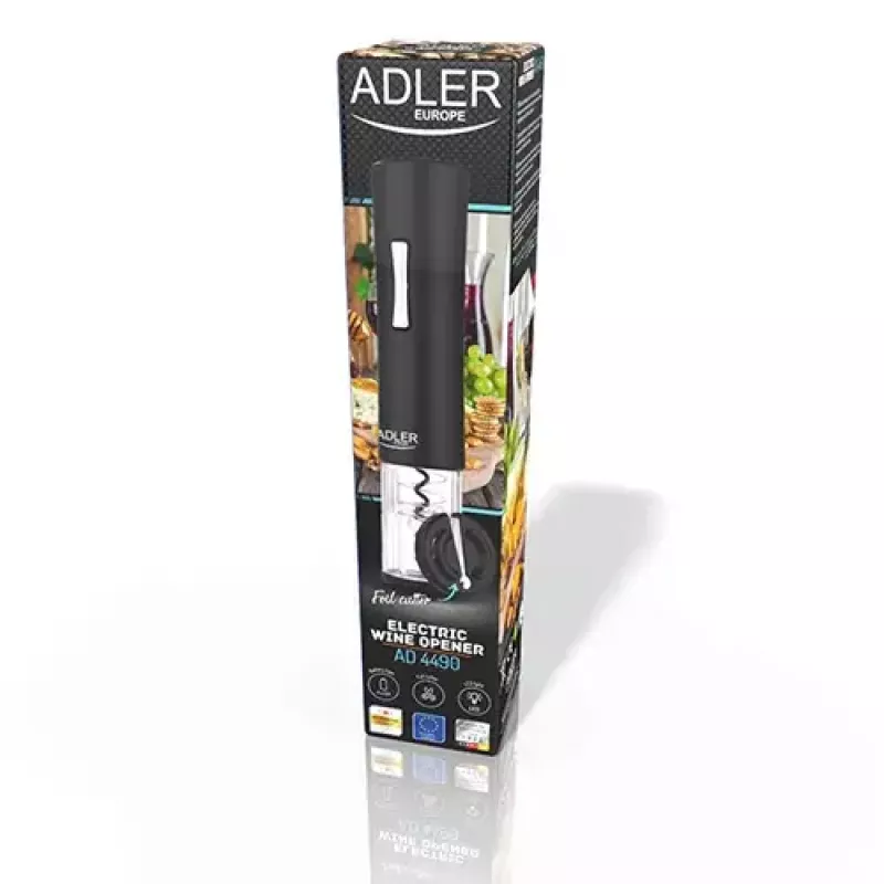 Elektrinis kamščiatraukis Adler AD 4490 juodas sidabrinis permatomas