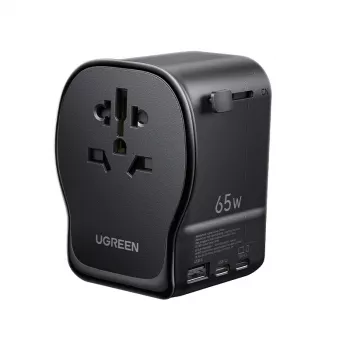 UGREEN 55001 mobiliojo įrenginio kroviklis su 2× USB-C, 100–240 V, greitas krovimas, juoda/pilka