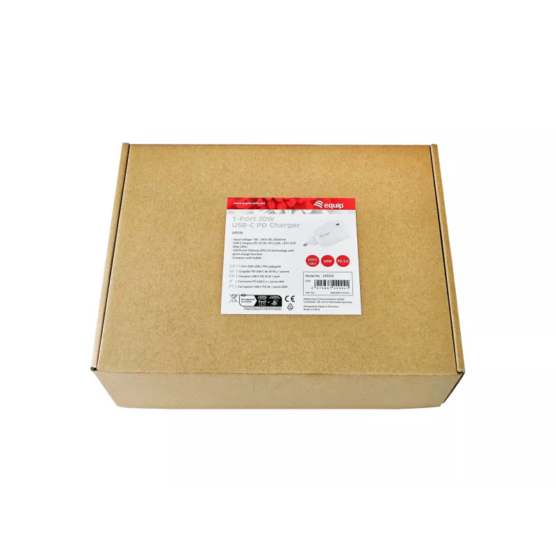 Equip 1-Port 20W USB-C PD įkroviklis patalpoms AC baltas 100-240V