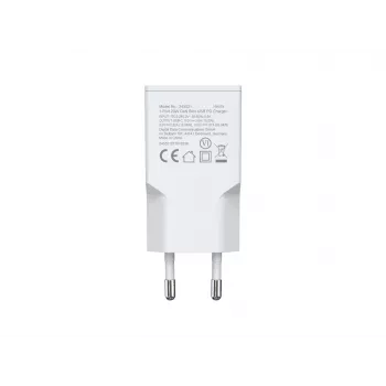 Sieninis įkroviklis EQUIP 1-Port 20W GaN USB-C PD — 100–240V įėjimas, 12V maks. išėjimas, baltas