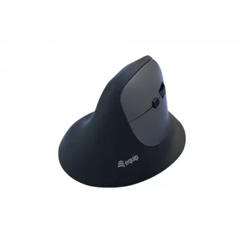 EQUIP ergonominė vertikali belaidė pelė dešinei rankai 1600 DPI, RF + Bluetooth, įkraunama, 6 mygtukai, juoda