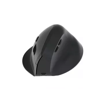 EQUIP ergonominė vertikali belaidė pelė dešinei rankai 1600 DPI, RF + Bluetooth, įkraunama, 6 mygtukai, juoda