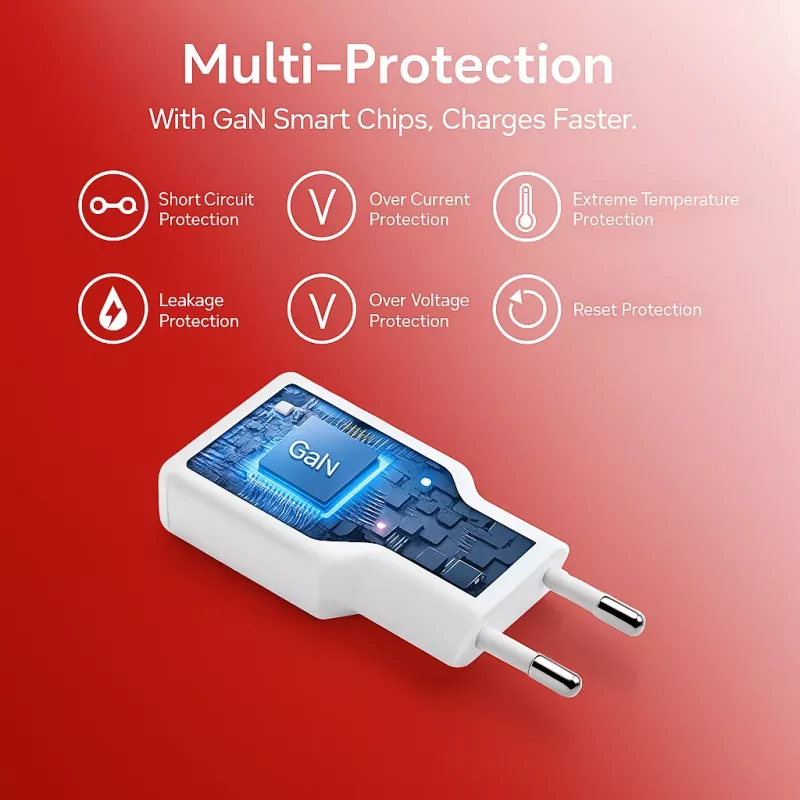 EQUIP 2-Port 30W GaN Slim USB-C PD Įkroviklis — 2 USB-C prievadai, 100–240V įėjimas, max 20V išėjimas, baltas