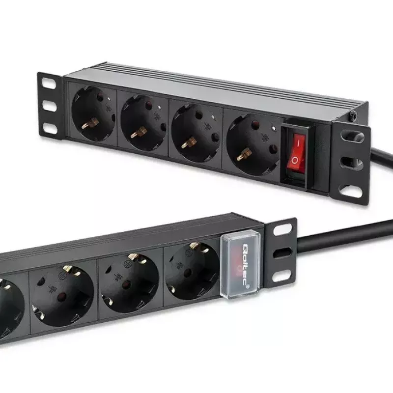 QOLTEC 54603 1U prailgintuvas 4× SCHUKO lizdai, 16A įvadas