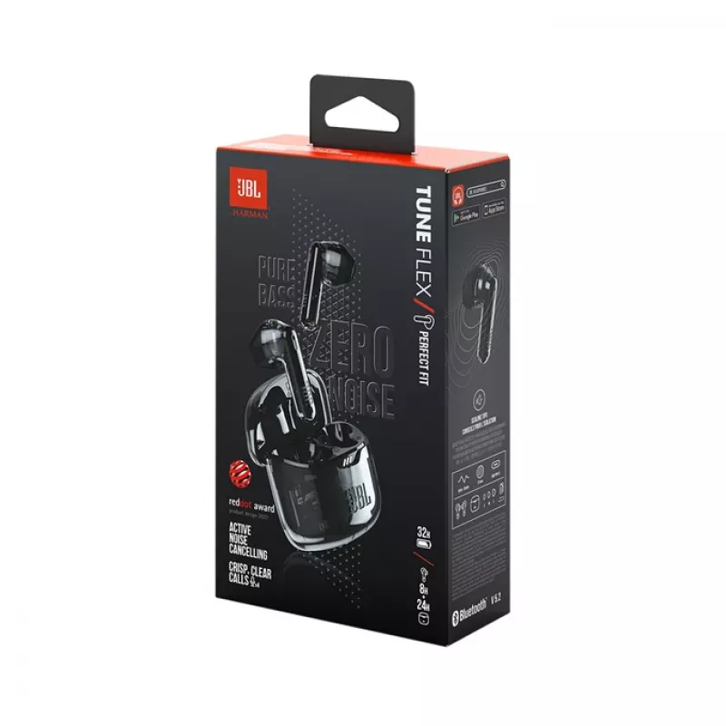 JBL Tune Flex belaidės ausinės TWS, į ausį, skambučiams/muzikai/sportui/kasdienai, juodos