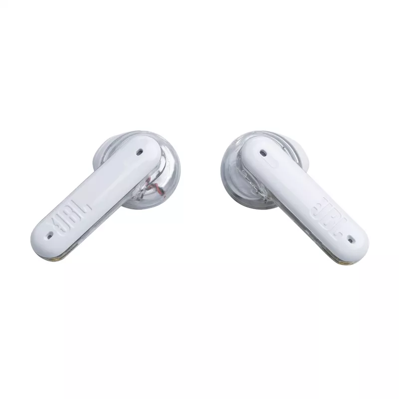 JBL Tune Flex Ghost Edition belaidės ausinės TWS į ausį skambučiams/muzikai Bluetooth permatomos, baltos