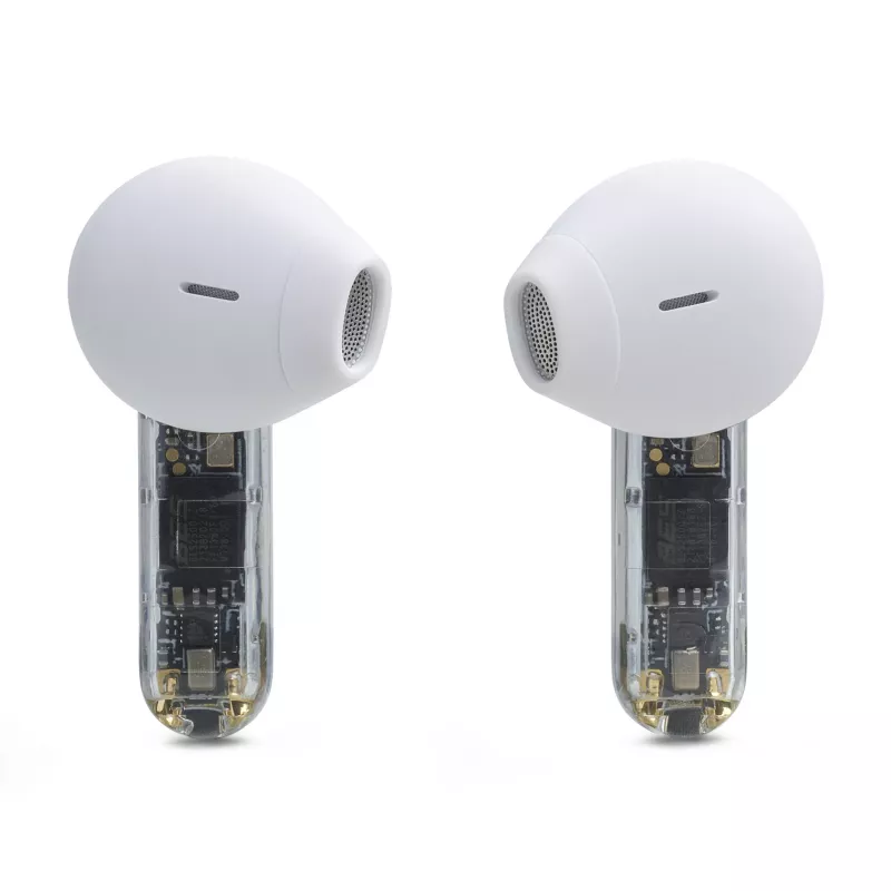 JBL Tune Flex Ghost Edition belaidės ausinės TWS į ausį skambučiams/muzikai Bluetooth permatomos, baltos