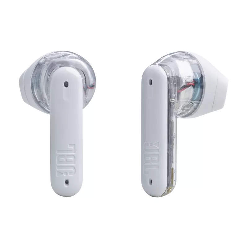 JBL Tune Flex Ghost Edition belaidės ausinės TWS į ausį skambučiams/muzikai Bluetooth permatomos, baltos