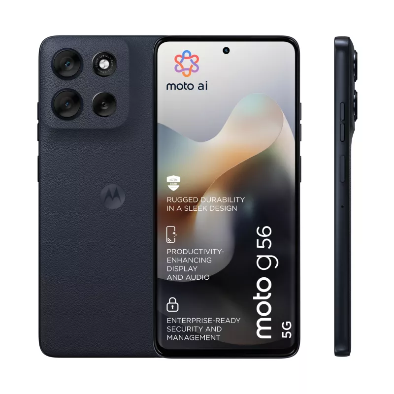 Išmanusis telefonas MOTOROLA moto g56 5G 6,72 colio (17,1 cm) Hibridinis Dual SIM, MediaTek Dimensity 7060 2,6 GHz, 8 GB RAM, 256 GB, 5200 mAh, Juoda