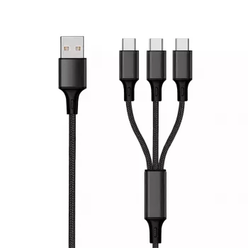 USB kabelis 2GO 797156 1,5 m USB B 3 x USB C juodas