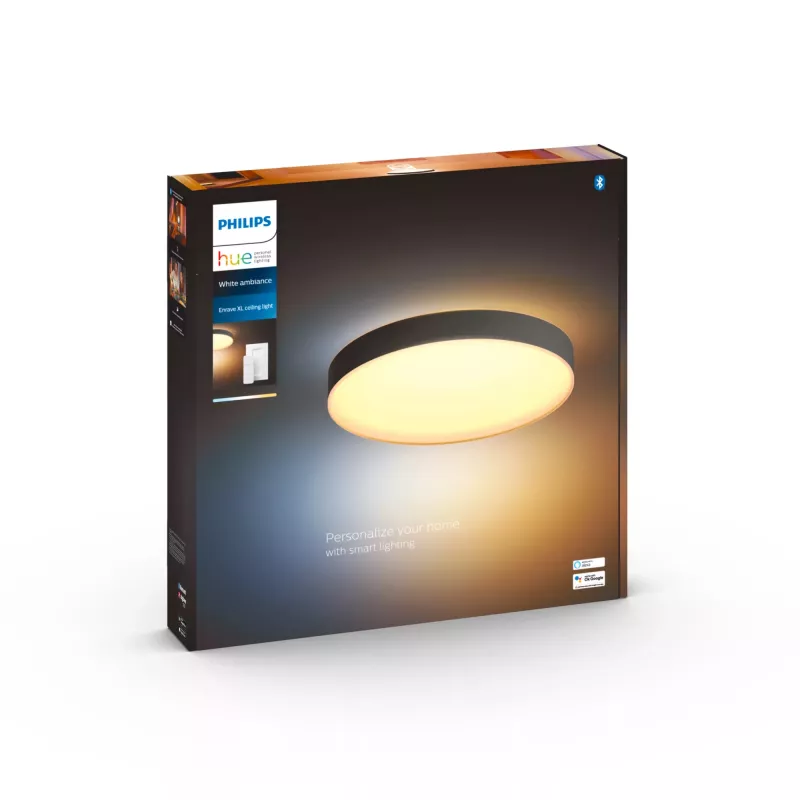 Philips Hue White ambience Enrave extra large lubinis šviestuvas juodas