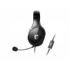 Ausinės MSI IMMERSE GH20 žaidimams, 3.5mm, juodos, 40mm tvarkyklės, vienakryptis mikrofonas, PC ir kelių platformų suderinamumas