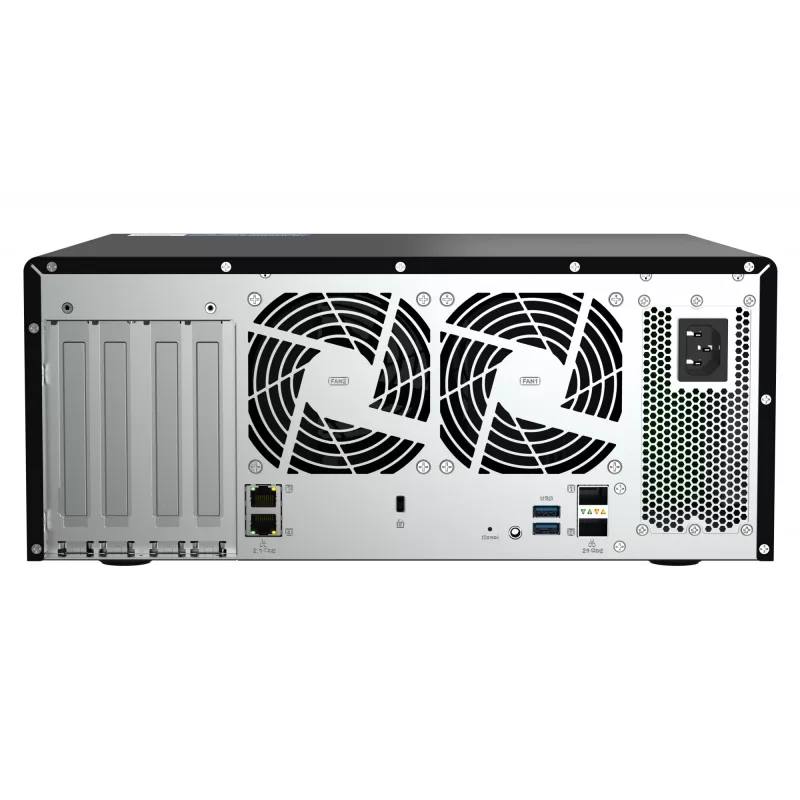 NAS bokštinis QNAP TS-h1290FX — EPYC 7302P 3.0 GHz, 128 GB DDR4, 12 lizdų, QuTS hero, juodas