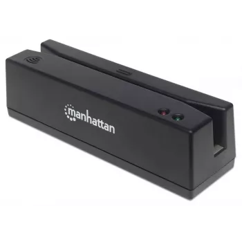 Manhattan USB-A magnetinės juostos kortelių skaitytuvas, trijų takelių skaitytuvas, klaviatūros wedge dekoderis, kabelis 1,5 m, juodas, trejų metų garantija
