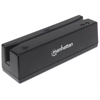 Manhattan USB-A magnetinės juostos kortelių skaitytuvas, trijų takelių skaitytuvas, klaviatūros wedge dekoderis, kabelis 1,5 m, juodas, trejų metų garantija