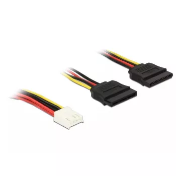 Laidas DeLOCK 0,3 m Floppy 4 kontaktų į 2x SATA 15 kontaktų