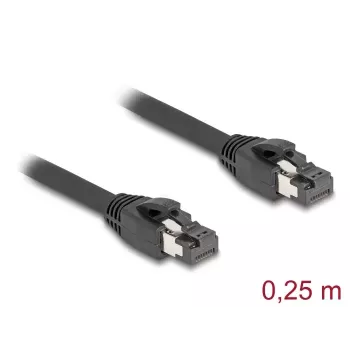 DeLOCK RJ45 tinklo kabelis Cat.8.1 S/FTP 25 cm 40 Gbps juodas