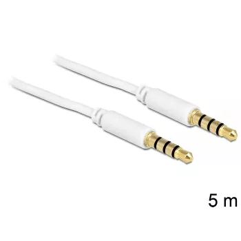 Garso kabelis 3,5 mm lizdas-lizdas DeLOCK 83443 5 m baltas