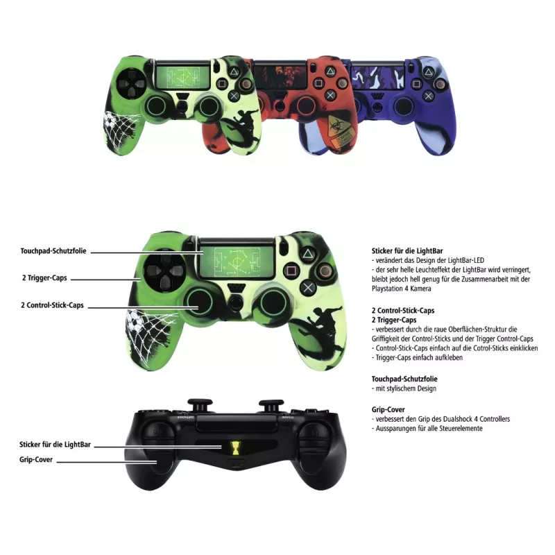 Hama Soccer aksesuarų rinkinys, PlayStation 4, juoda, žalia