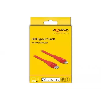 DeLOCK 86635 USB Type-C į Lightning duomenų ir įkrovimo laidas, 2 m, raudonas