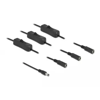 DeLOCK 86795 DC kabelis 5,5 x 2,1 mm vyriškas į 3 moteriškus su jungikliu, 1 m